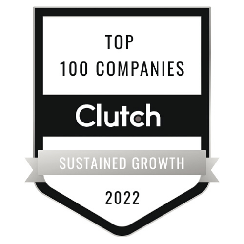 Clutch Top 100 Companies 2022 Award - Agency Jet Homepage